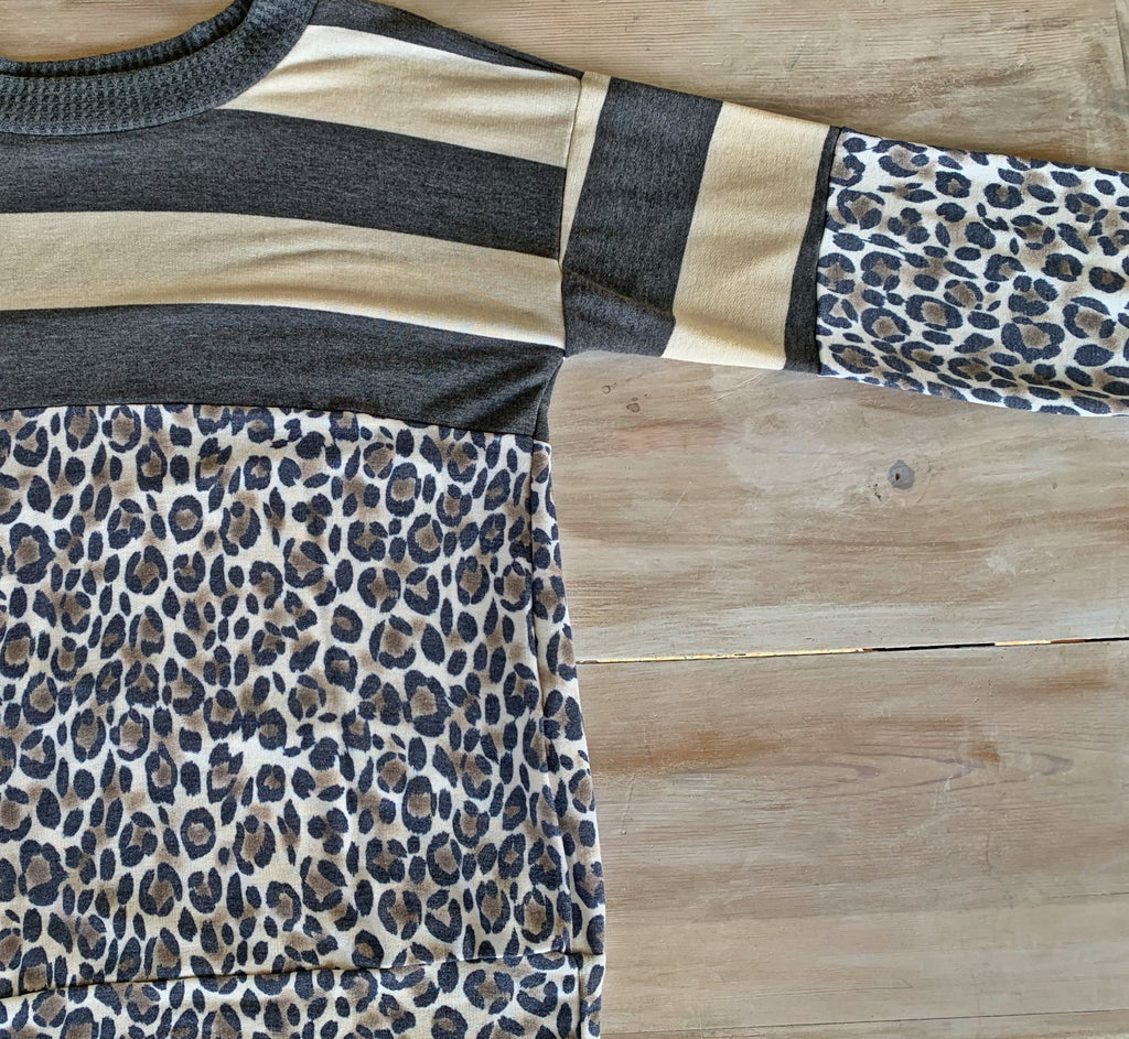 Leopard & Stripes Grey